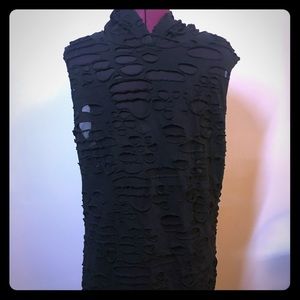 Men’s cyberpunk decayed sleeveless hoodie